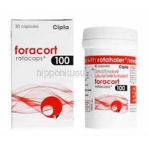 フォラコート 吸入剤 (Rotacap) (ホルモテロール 6mcg/ ブデソニド 100mcg) 箱、ボトル