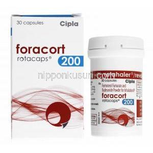 フォラコート 吸入剤 (Rotacap) (ホルモテロール 6mcg/ ブデソニド 200mcg) 箱、ボトル