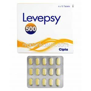 レベプシー (レベチラセタム) 500mg 箱、錠剤