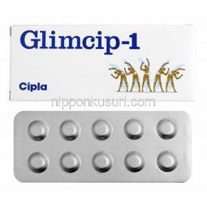 グリムシップ (グリメピリド) 1mg 箱、錠剤