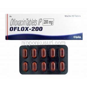 オフロックス, オフロキサシン 200mg (Cipla) 箱、錠剤
