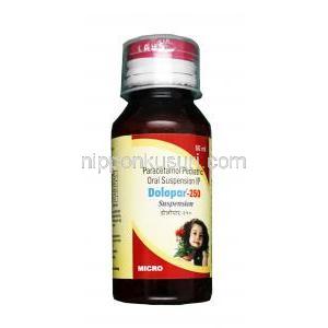 ドロパー内服液,  アセトアミノフェン ( パラセタモール),　5mlあたり250mg ,  60ml,ボトル