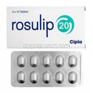 ロスリップ (ロスバスタチン) 20mg 箱、錠剤