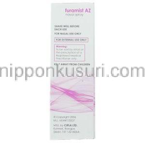 フルチカゾン/アゼラスチン,  フラミストＡＺ 27.5mcg / 140mcg 鼻スプレー (Cipla) 製造者情報