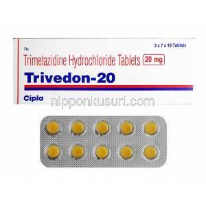 トリベドン (トリメタジジン) 20mg 箱、錠剤