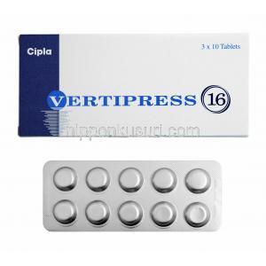ベルチプレス (ベタヒスチン) 16mg 箱、錠剤