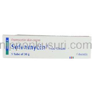 フラマイセチン, Soframycin, 1% 30グラム Skin クリーム (Aventis) 箱