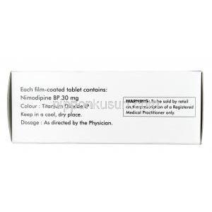 ニモサー, ニモジピン 30 mg,錠剤, 箱情報