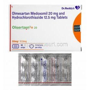 オルセルタイン H (ヒドロクロロチアジド/ オルメサルタン 20mg) 箱、錠剤