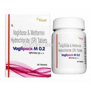ボグリパック M (メトホルミン/ ボグリボース 0.2mg) 箱、錠剤ボトル