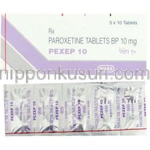 ペゼップ Pexep, パキシル ジェネリック, パロキセチン 10mg 錠 (Intas)