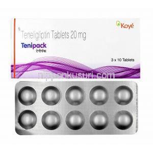 テニパック (テネリグリプチン) 20mg 箱、錠剤