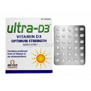 ウルトラ D3 (ビタミンD3) 1000IU 箱、錠剤