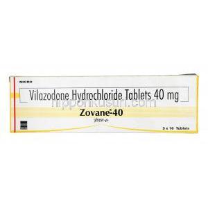 ゾべイン, ビラゾドン 40 mg,錠剤, 箱表面