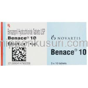 ベナゼプリル(チバセンジェネリック),Benace, 10mg 錠  (Novartis) 箱