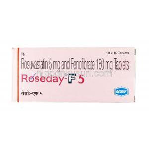 ローズディ F, フェノフィブラート 160mg / ロスバスタチン 5mg, 錠剤, 箱表面