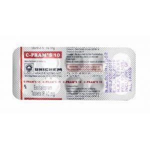 シープラム S (エスシタロプラム) 10mg 錠剤裏面