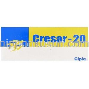テルミサルタン(ミカルディスジェネリック), Cresar 20mg 錠 (Cipla) 箱