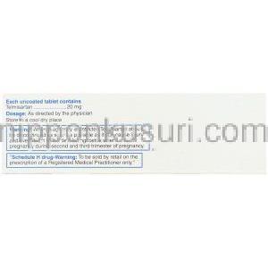 テルミサルタン(ミカルディスジェネリック), Cresar 20mg 錠 (Cipla) 成分