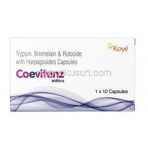 コービテンズ, ブロメライン 180mg / トリプシン 96mg  / ルトシド 200mg, カプセル, 箱表面