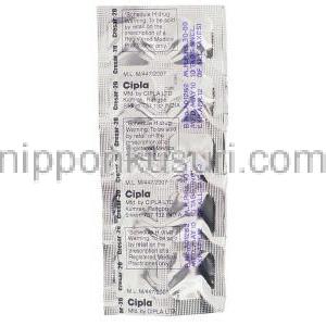 テルミサルタン(ミカルディスジェネリック), Cresar 20mg 錠 (Cipla) 包装裏面