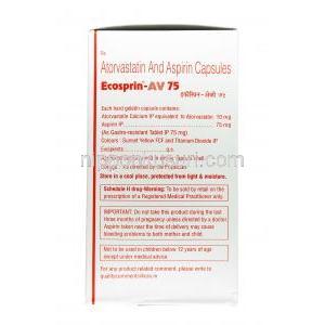エコスピリン AV, アスピリン 75 mg　/ アトルバスタチン 20mg, カプセル, 箱情報
