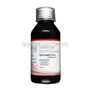 スピロベント プラス  シロップ, アンブロキソール 30mg / レバルブテロール 1mg  / グアイフェネシン 50mg, シロップ100ml, ボトル