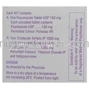 チニダゾール / フルコナゾール, Zocon-T, 1,000mg / 150mg　錠キット (FDC) 成分