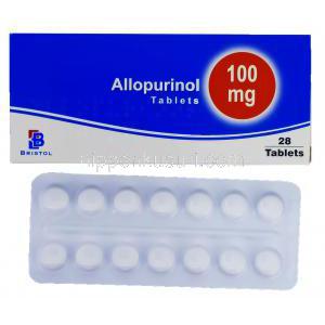 アロプリノール Allopurinol, ザイロリック ジェネリック 100mg , 錠,