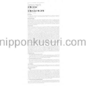 カベルゴリン, CB-Lin 0.5MG 錠 (Serum Int'l) 情報シート1