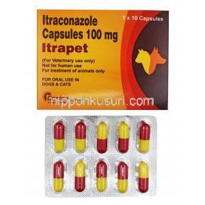 イトラペット 犬猫用, イトラコナゾール 100 mg, 10錠, 箱表面
