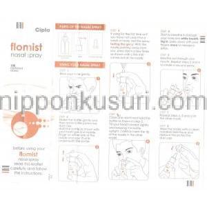 フルチカゾン(フルナーゼジェネリック), Flomist, 50μｇ100mdi (Cipla) 情報シート1