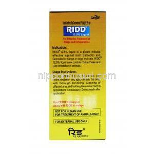 RIDD, アミトラズ 濃縮剤,12.5%局所溶液 60ml, 箱情報,使用方法