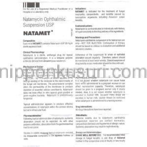 ナタマイシン（Natacynジェネリック）, Natamet, 5% 3ml 情報シート1