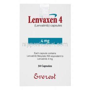 レンバクセン, レンバチニブ 4mg, 30カプセル, 製造元：エベレスト製薬, 箱表面