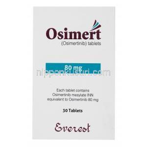 オシメルト, オシメルチニブ 80mg, 30錠, 製造元：エベレスト製薬, 箱表面