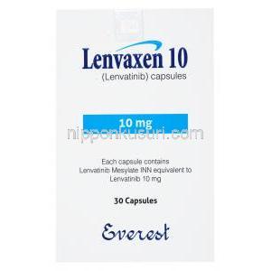 レンバクセン, レンバチニブ　10mg, 30カプセル, 製造元：エベレスト製薬, 箱表面