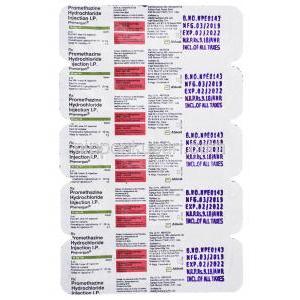 ペネルガン注射, プロメタジン, 注射 2ml, 1mlあたり25mg,シート裏面情報