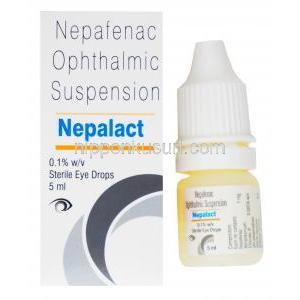 ネパラクト点眼薬, 0.1%, 点眼薬 5 mL, 製造元：Sun Pharma, 箱表面