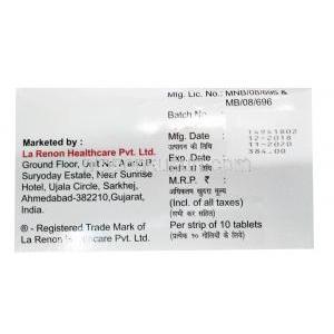 ピドチミューン-800,  ピドチモド 800mg, 10錠, 製造元：La Renon Healtcare, 箱側面情報