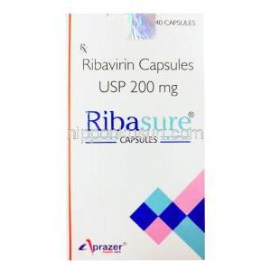 リバシュア, リバビリン 200mg, 140カプセル, 製造元：Aprazer Healthcare, 箱表面