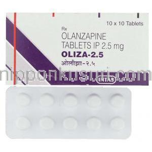 オランザピン(ジプレキサザイディス/ジプレキサジェネリック), Oliza, 2.5mg 錠 (Intas)