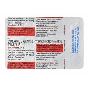 マイレン酸エナラプリル / ヒドロクロロチアジド配合 (Generic Vaseretic), Enapril-HT, 10mg/ 25mg 錠 (Intas) 錠剤裏面