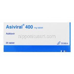 アシビラル Asiviral, ゾビラックスジェネリック, アシクロビル 400mg 箱 (Terra)