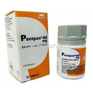 パントパス, パントプラゾール, 40 mg 30錠 ,箱, ボトル