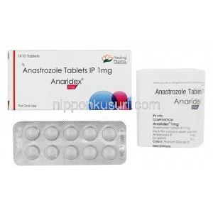 アナリデックス (アナストロゾール) 1mg 箱、錠剤、仕様書