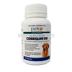 コセクイン DS 大型犬用, コンドロイチン 400mg/ グルコサミン 500mg, 60 カプセル, ボトル