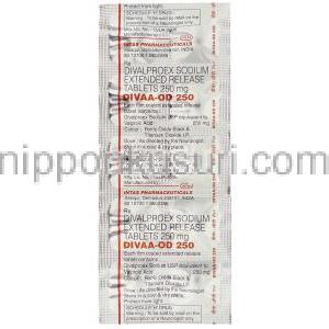 ジバルプロエクスナトリウムXR（デパコテＥＲ ジェネリック）,  Divaa-OD 250mg 錠 (Intas) 包装