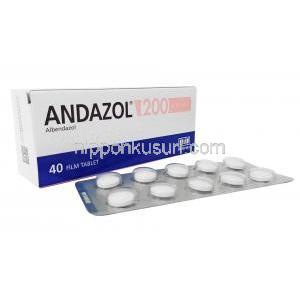 アンダゾール (アルベンダゾール) 200mg 箱、錠剤