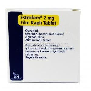 エストロフェム (エストラジオール) 2 mg 28 錠 箱前面